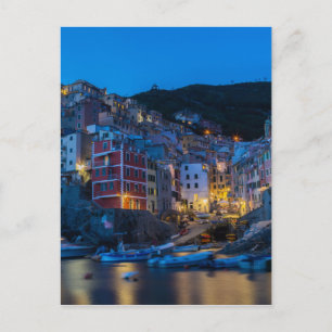 Riomaggiore at night Cinque Terre Liguria Italië Briefkaart