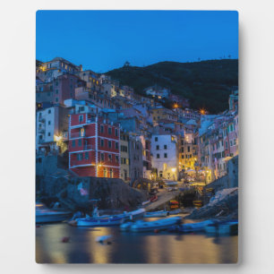 Riomaggiore at night Cinque Terre Liguria Italië Fotoplaat