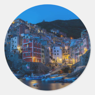 Riomaggiore at night Cinque Terre Liguria Italië Ronde Sticker