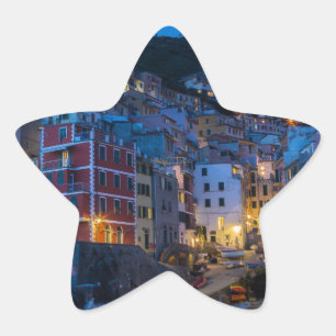 Riomaggiore at night Cinque Terre Liguria Italië Ster Sticker