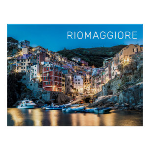 Riomaggiore Cinque Terre La Spezia Italië Panorama Perfect Poster