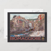 Riomaggiore Harbour (zwart) Briefkaart (Voorkant / Achterkant)
