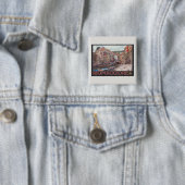 Riomaggiore Harbour (zwart) Vierkante Button 5,1 Cm (In situ)