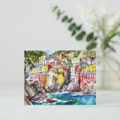 Riomaggiore, Italia,Waterverf Briefkaart (Staand voorkant)
