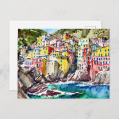 Riomaggiore, Italia,Waterverf Briefkaart (Voorkant / Achterkant)