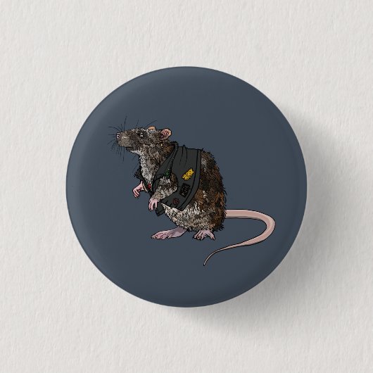 Riool Punk Rat Ronde Button 3,2 Cm (Voorkant)