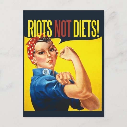 Riots niet Diëten -  feminisme Briefkaart (Voorkant)