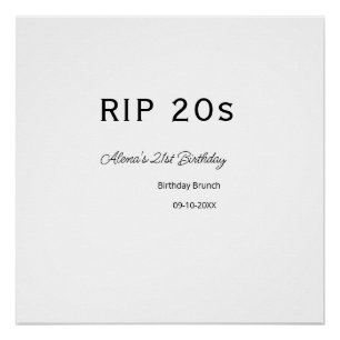 RIP 20er verjaardag eenvoudig minimale brunch datu Perfect Poster