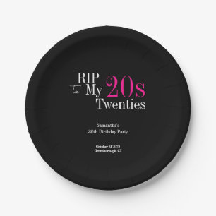 RIP 20s 30e verjaardagsfeestje Zwart Roze Papieren Bordje