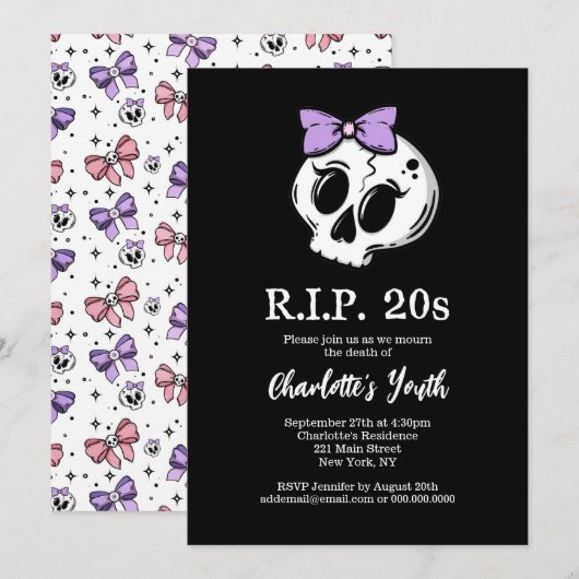 Rip 20s Coquette Esthetische Bow 30e verjaardagsfe Kaart (Voorkant / Achterkant)