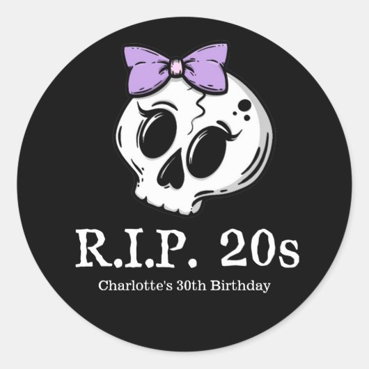 Rip 20s Coquette Esthetische Bow 30e verjaardagsfe Ronde Sticker (Voorkant)