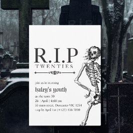 RIP 20s Twenties Grappige schedel begrafenis 30e v Kaart