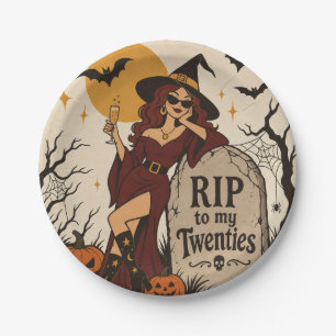 RIP aan mijn twintiger jaren Retro Halloween 30ste Papieren Bordje