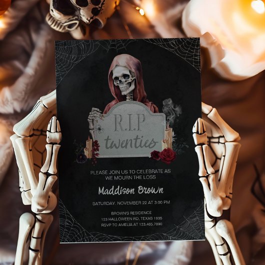 RIP Années Crâne Halloween Anniversaire Invitation