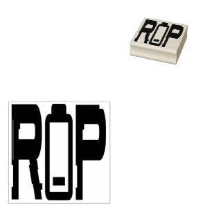 RIP Batterij Hout Art Stamp Rubberstempel
