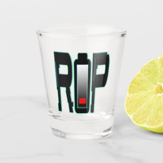 RIP batterij Shot glas (Voorkant)