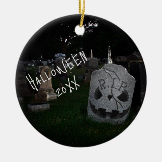 RIP Cemetery Tombstone Keramisch Ornament (Voorkant)