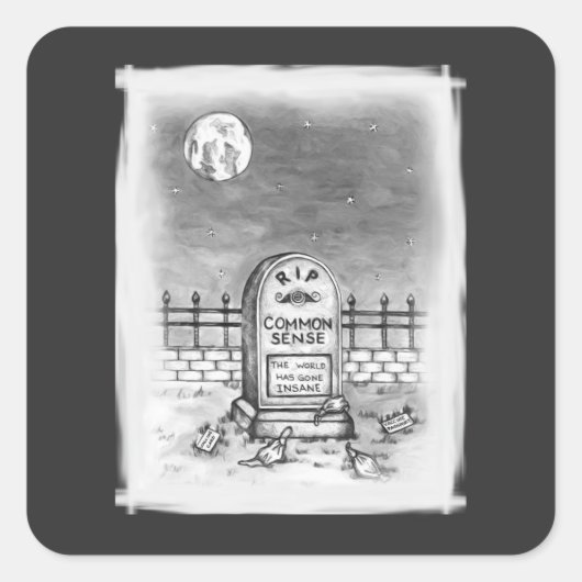 RIP Common Sense Graveyard Moon Maskers en Vaccine Vierkante Sticker (Voorkant)
