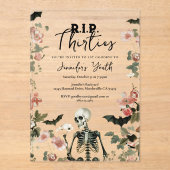 RIP Dertiger Black Skeleton 40ste verjaardagsfeest Acryl Uitnodigingen (Voorkant)