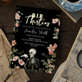 RIP Dertiger Bloemenskelet 40e Verjaardagsfeestje Folie Uitnodiging