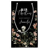 RIP Dertiger Roze Bloemen Skelet 40ste Verjaardag Klein Cadeauzakje (Achterkant)