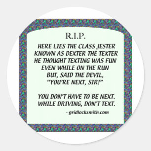 RIP-DEXTERtheTEXTER Ronde Sticker