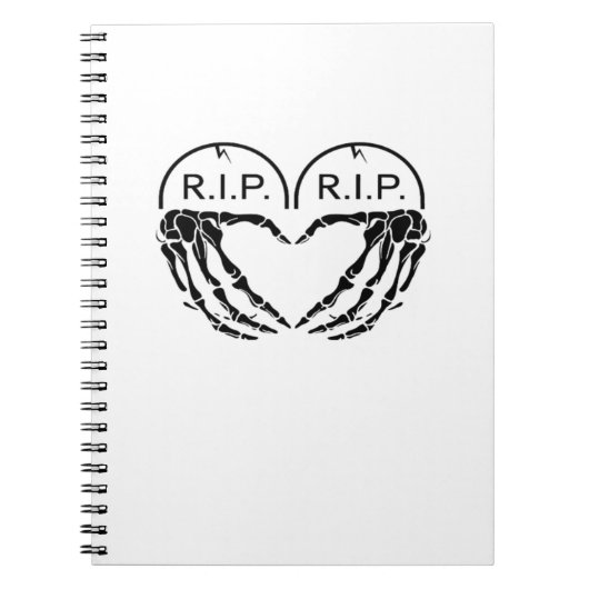 RIP, hartvormig ontwerp gemaakt van grafstenen, en Notitieboek (Voorkant)