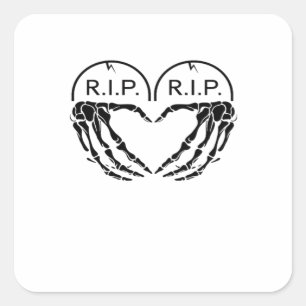 RIP, hartvormig ontwerp gemaakt van grafstenen, en Vierkante Sticker