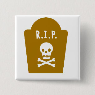 RIP schedel Vierkante Button 5,1 Cm