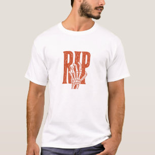 RIP Skelet Hand Halloween Linocut Ontwerp T-shirt