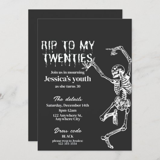RIP To My Twenties 30th Birthday Party Invitation (Devant / Derrière)