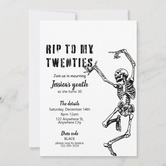 RIP To My Twenties 30th Birthday Party Invitation (Devant)
