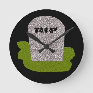 RIP Tombstone-wandklok Ronde Klok