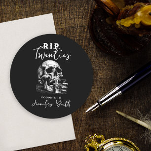RIP Twenties Black Skull 30e verjaardagsfeestje Ronde Kartonnen Onderzetter