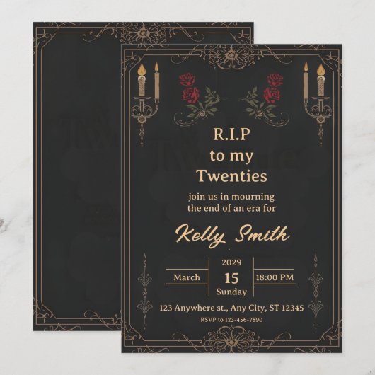 RIP Twenties Fun 30th Birthday Invitation Kaart (Voorkant / Achterkant)