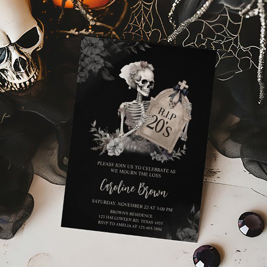 RIP Twenties Gothic Skull Verjaardag Uitnodiging