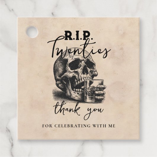 RIP Twenties Schedel Verjaardag Bedankt Bedankjes Labels (Voorkant)