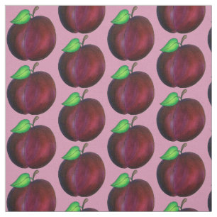 Ripe Juicy Summer Paars Plum Fruit Print Stof