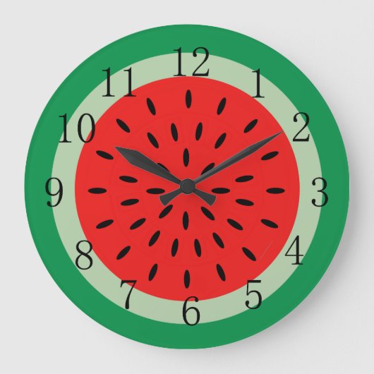 Ripe Red Watermelon Kitchen Clock Black Numals Grote Klok (Voorkant)