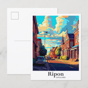 Ripon Engeland Kunst Vintage Reizen Illustratie Briefkaart