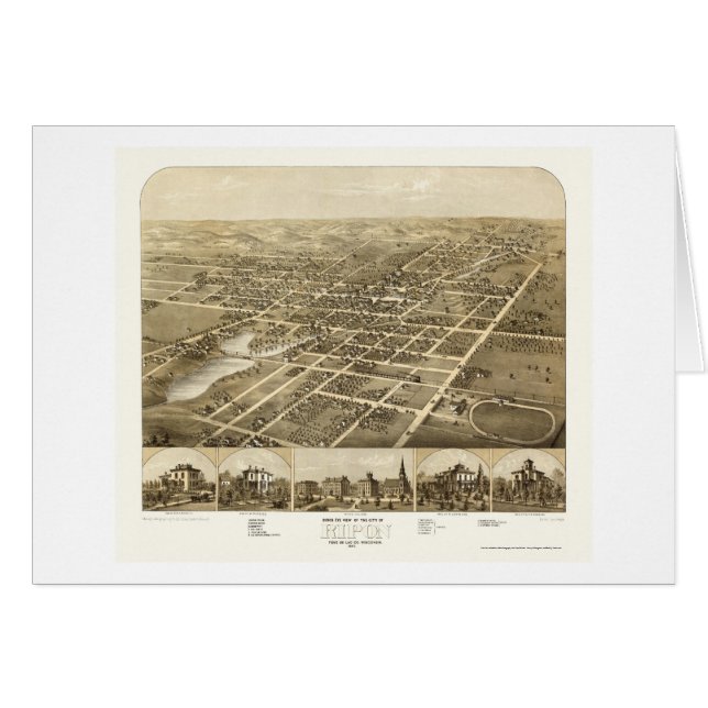 Ripon, WI Panorama Kaart - 1867 (Voorkant Horizontaal)