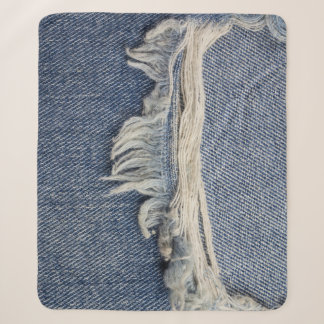 Ripped jeans textuur, stijlvolle achtergrond. sherpa deken