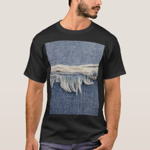 Ripped jeans textuur, stijlvolle achtergrond. t-shirt