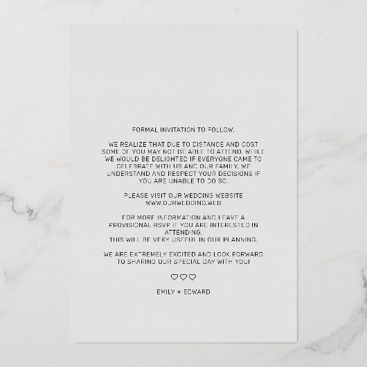 Ripped Paper Effect Wedding Custom Photo Script Folie Uitnodiging (Achterkant)