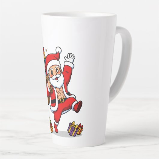 Ripped Santa Christmas | Muscular Claus & Holiday Latte Mok (Rechterhoek)