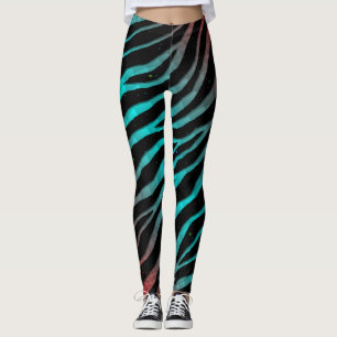 Ripped SpaceTime Stripes - Rood/Cyaan Leggings