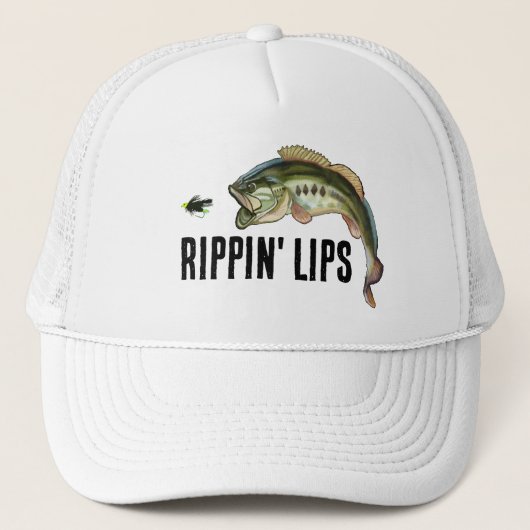 Rippin' Lips Largemouth Bass Vist Trucker Hat Trucker Pet (Voorkant)