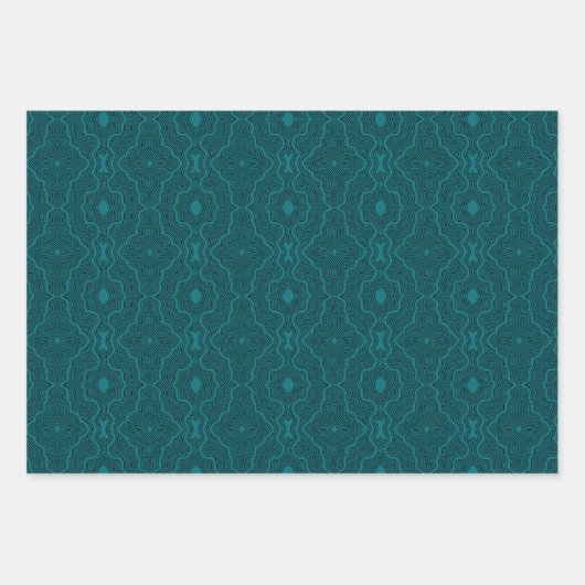 Ripple Line werk rijke Blauwgroen variant Inpakpapier Vel (Voorkant 3)