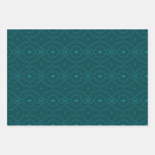 Ripple Line werk rijke Blauwgroen variant Inpakpapier Vel (Voorkant)