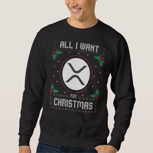 Ripple XRP Kerstmis Crypto Sweater Alles wat ik wi (Voorkant)